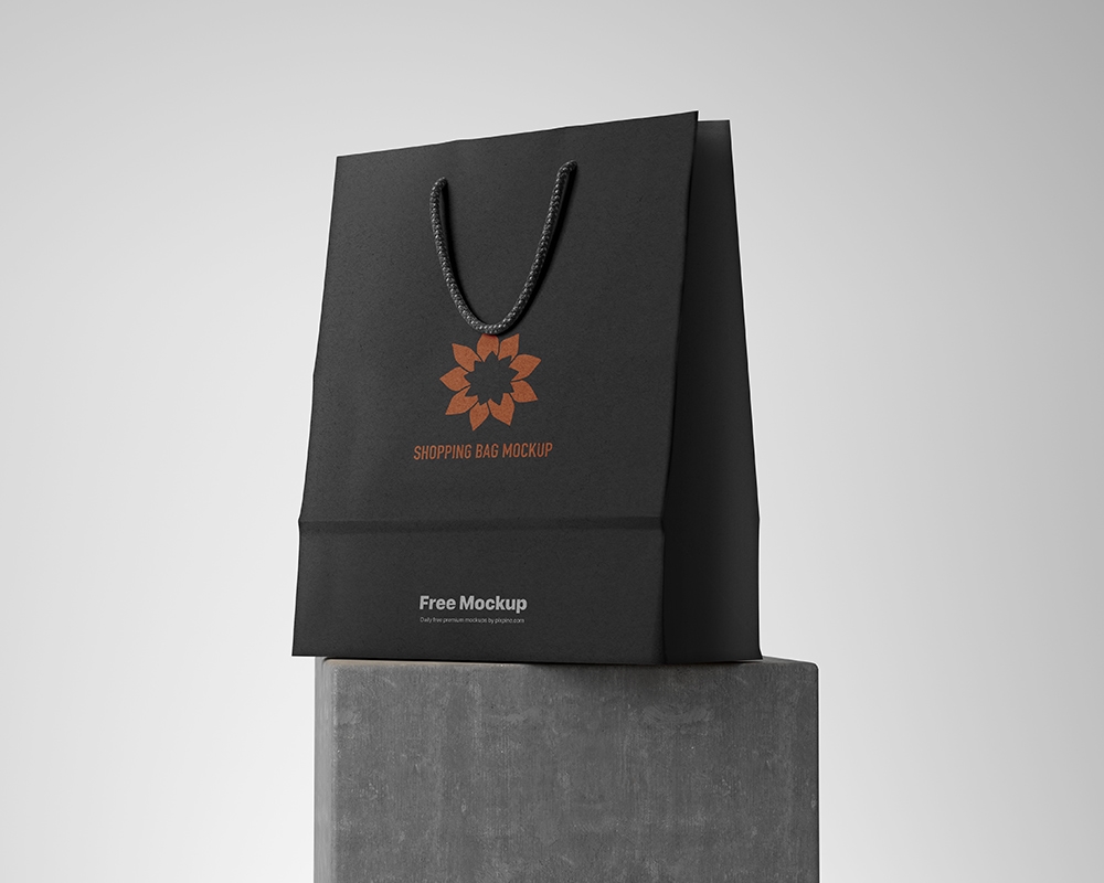 3/4 View of Paper Shopping Bag Mockup