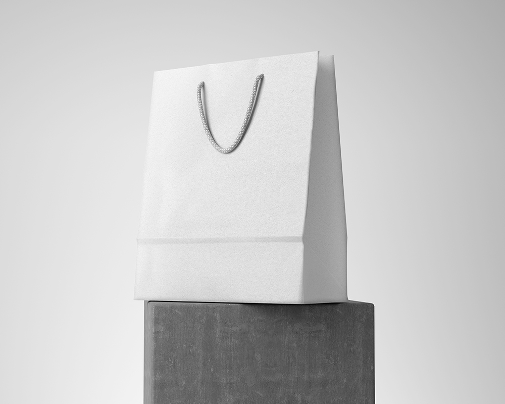 3/4 View of Paper Shopping Bag Mockup