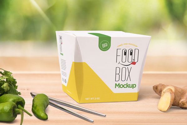 3/4 View of Realistic Food Box Packaging Mockup