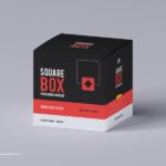 3/4 View of Square Box Packaging Mockup