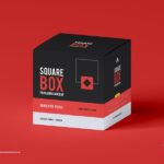 3/4 View of Square Box Packaging Mockup