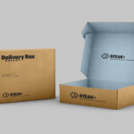 3/4 View of Two Delivery/Shipping Boxes Mockup