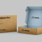 3/4 View of Two Delivery/Shipping Boxes Mockup