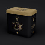 3/4 View of Two Metallic Tin Box Mockups