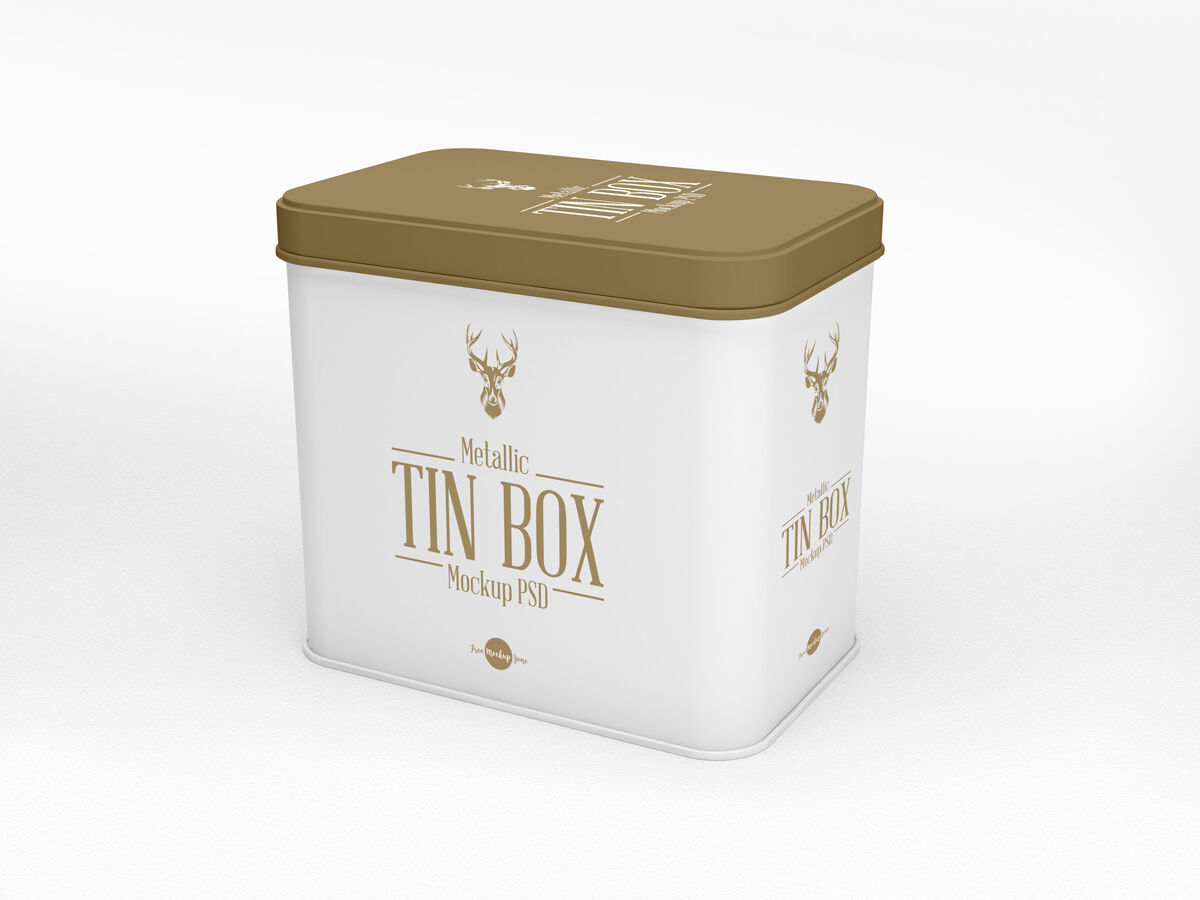 3/4 View of Two Metallic Tin Box Mockups FREE PSD