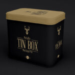 3/4 View of Two Metallic Tin Box Mockups