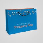3/4 View Paper Shopping Bag with Cotton Cord Handles Mockup