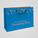 3/4 View Paper Shopping Bag with Cotton Cord Handles Mockup