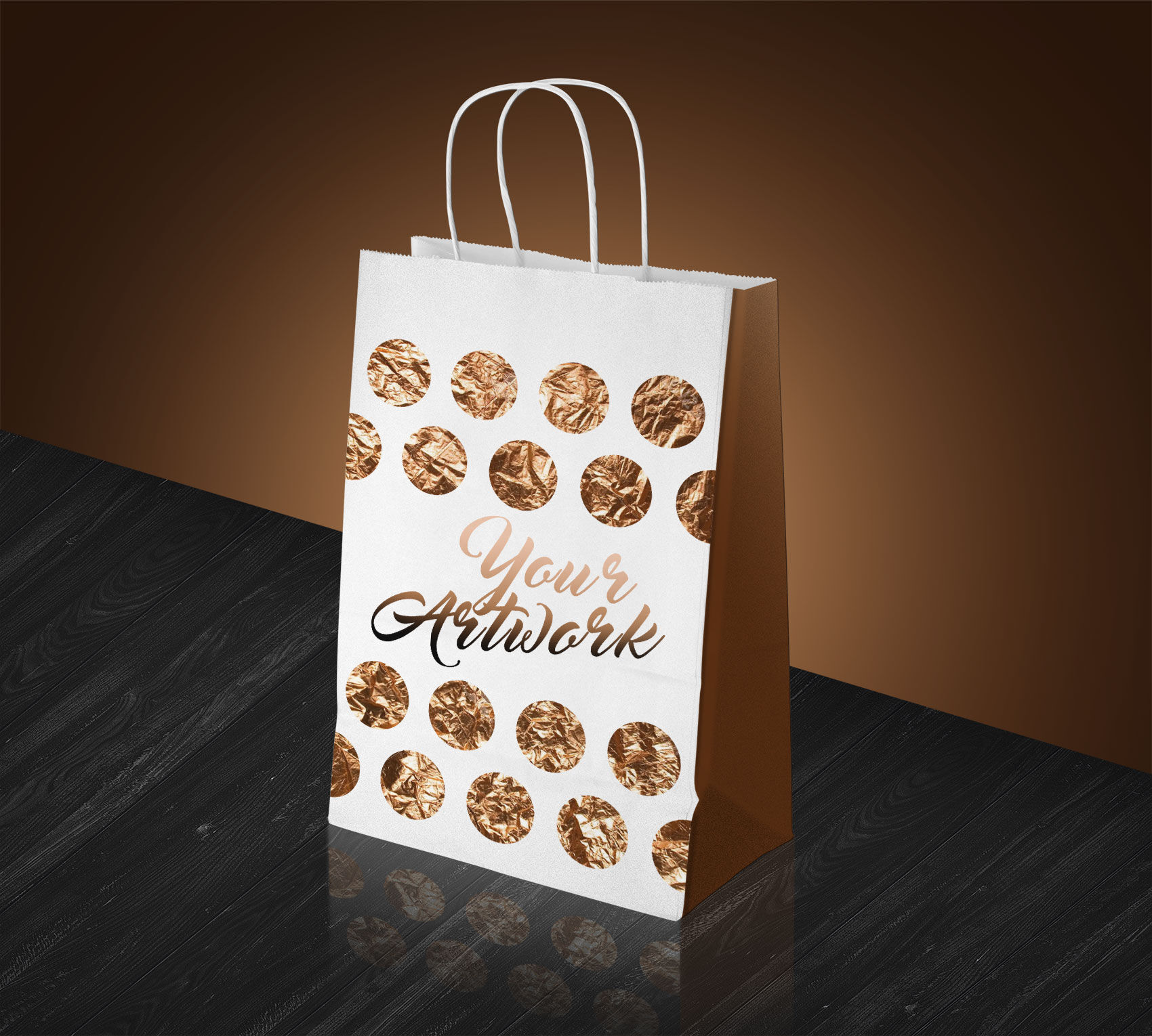 3/4 View Paper Turn-Top Shopping Bag Mockup FREE PSD