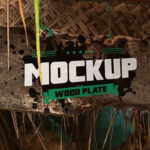 3/4 View Rusty Hanging Wooden Sign Mockup