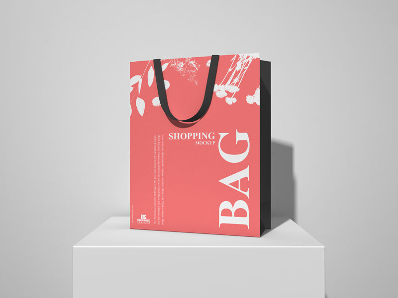 3/4 View Shopping Bag on Podium Mockup mockup preview