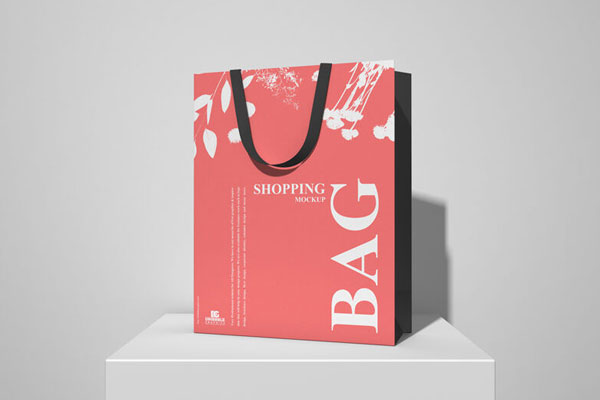 3/4 View Shopping Bag on Podium Mockup