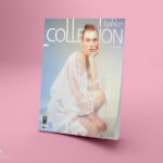 3/4 View Standing Magazine Cover Mockup in Plain Setting