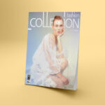 3/4 View Standing Magazine Cover Mockup in Plain Setting