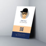 3/4 View Vertical Business Card Standing in the Corner Mockup