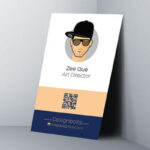 3/4 View Vertical Business Card Standing in the Corner Mockup