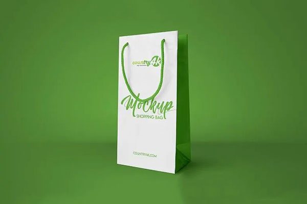 3/4 View Vertical Shopping Bag with Long Cotton Handles Mockup