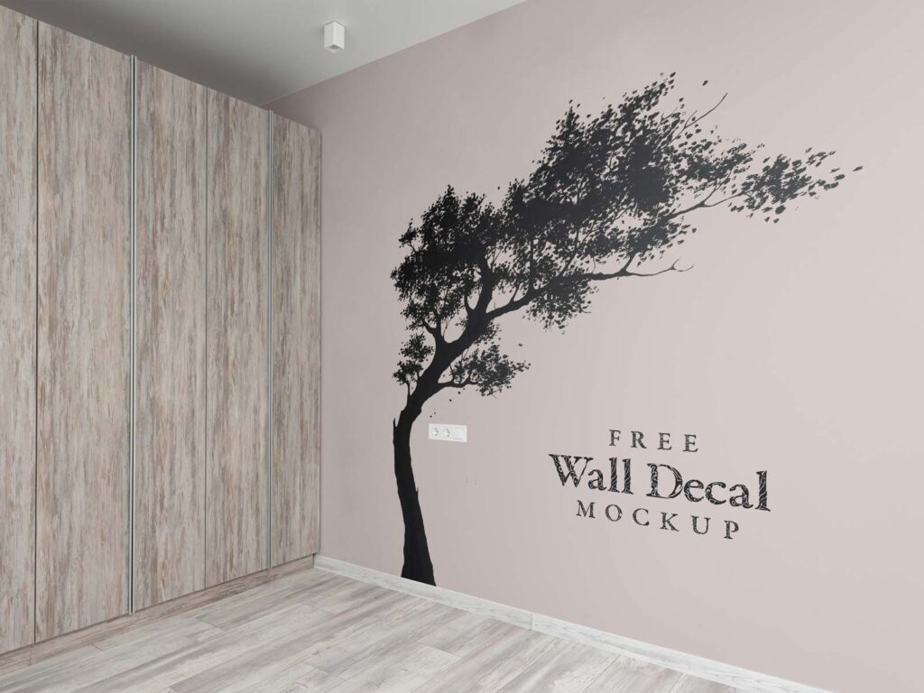 3/4 View Wall Art Decal Mockup in Interior Setting