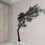 3/4 View Wall Art Decal Mockup in Interior Setting