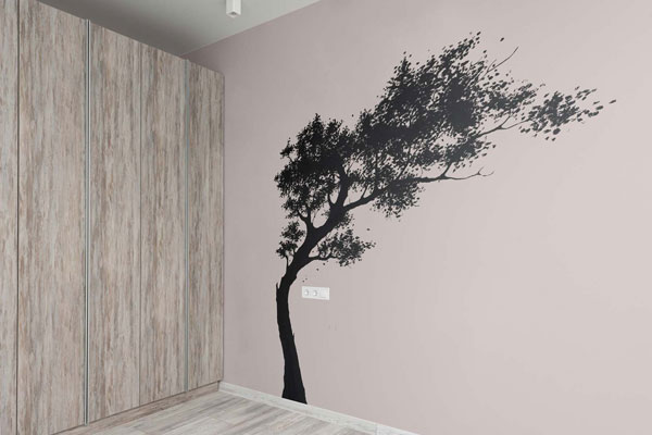 3/4 View Wall Art Decal Mockup in Interior Setting