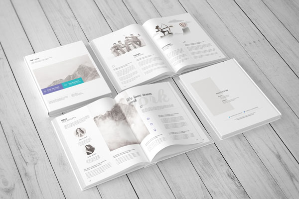 3 Shots of Portrait Hardcover Book Mockup
