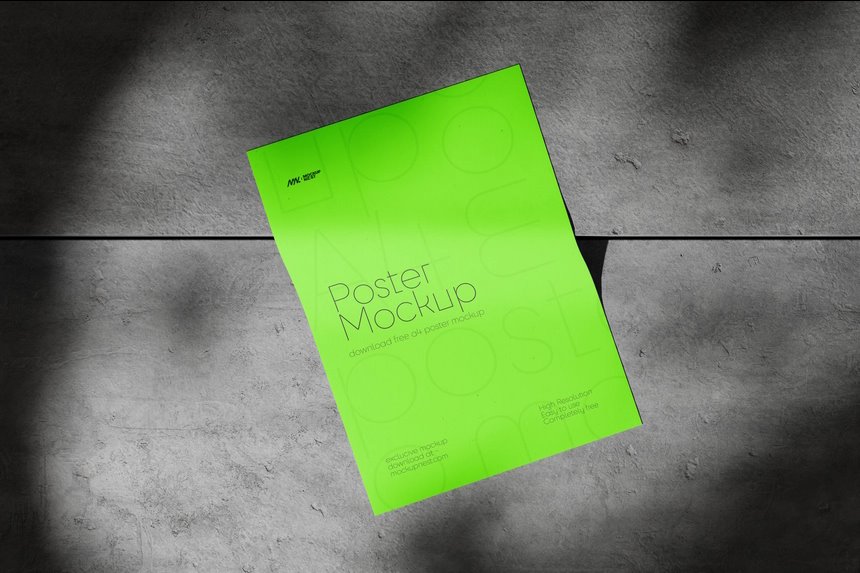 3 A4 Poster Mockups on Uneven Concrete with Shadow