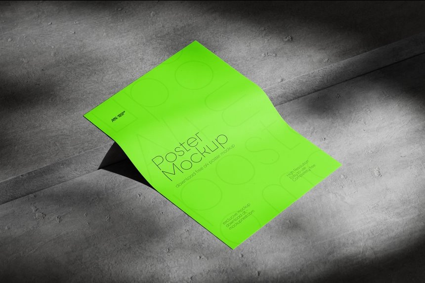 3 A4 Poster Mockups on Uneven Concrete with Shadow