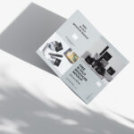 3 Bifold Brochure Mockups from the Top View with Extended Shadows