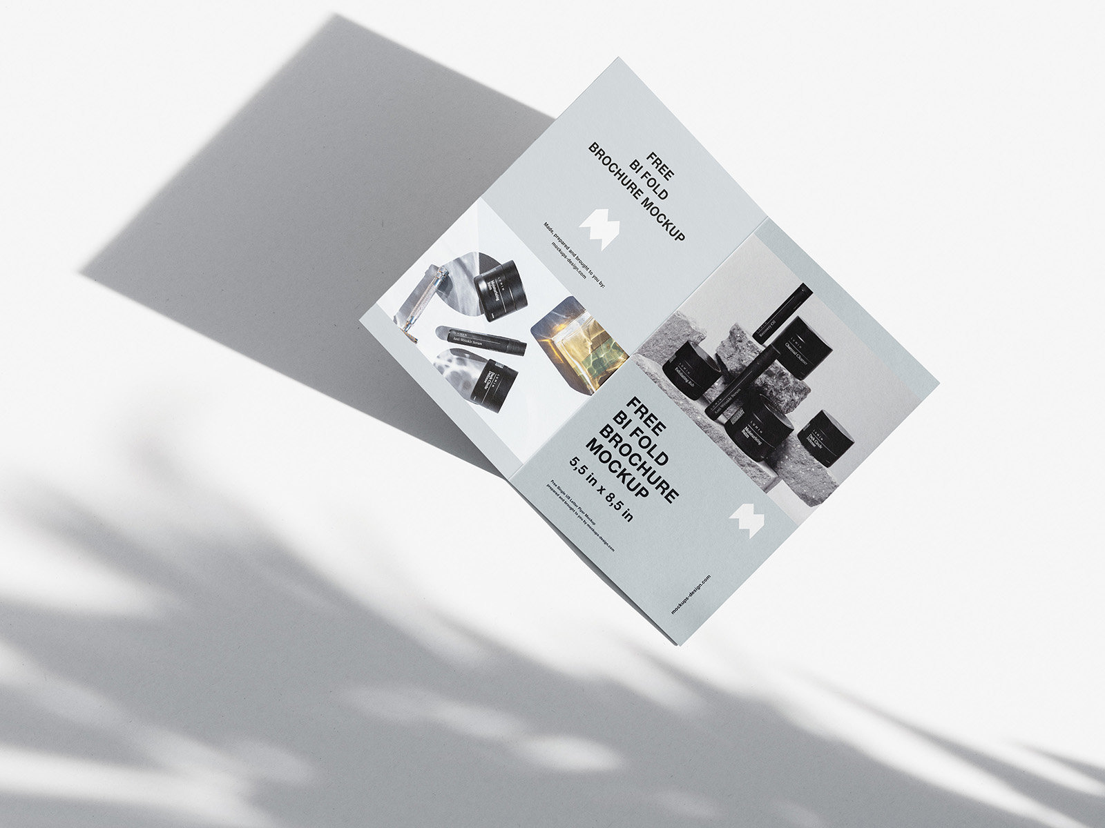 3 Bifold Brochure Mockups from the Top View with Extended Shadows FREE PSD