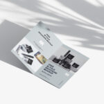 3 Bifold Brochure Mockups from the Top View with Extended Shadows