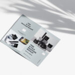 3 Bifold Brochure Mockups from the Top View with Extended Shadows