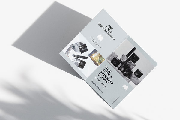3 Bifold Brochure Mockups from the Top View with Extended Shadows
