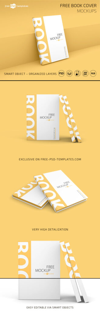 3 Book Cover Mockups in Different Positions