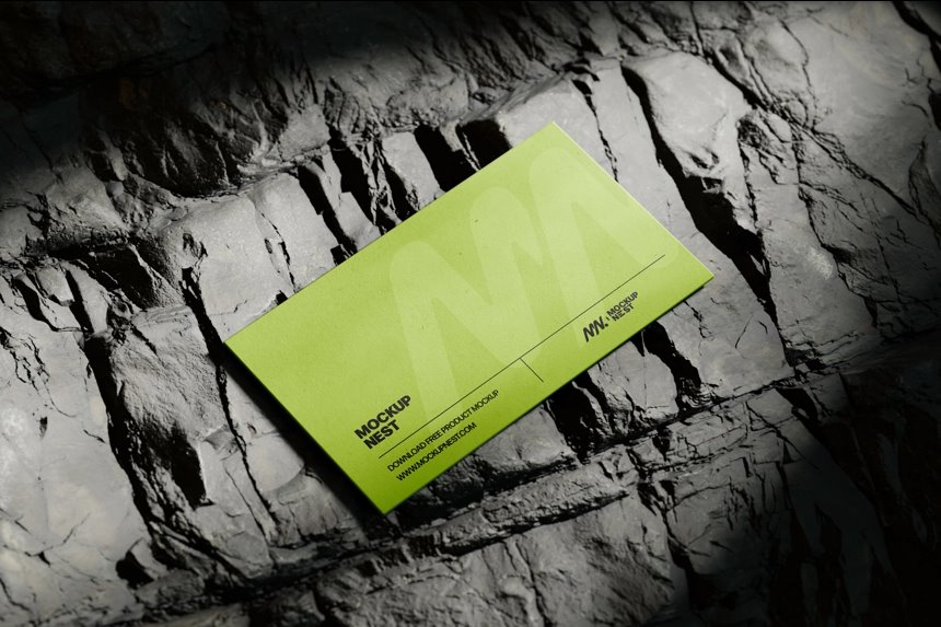 3 Business Card Mockups on Rock Among Shadows