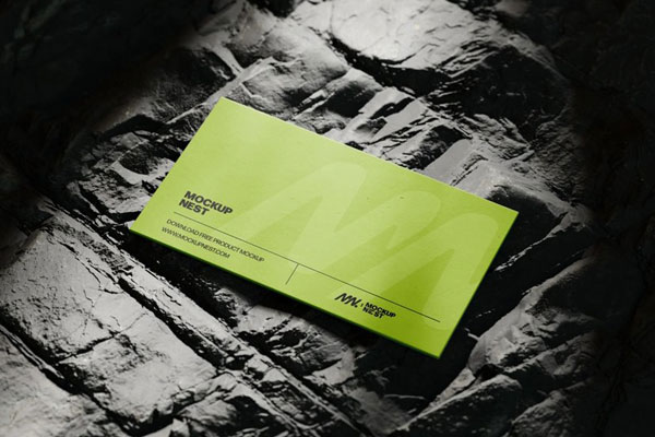 3 Business Card Mockups on Rock Among Shadows