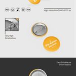 3 Button Badge Mockups in Various Sights