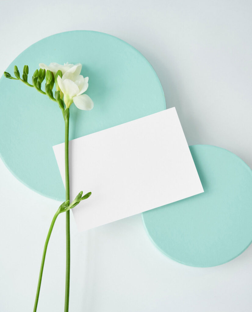 3 Card Mockups with Circle Boxes in Perspective and Front Views