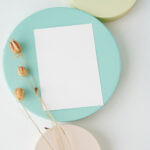 3 Card Mockups with Circle Boxes in Perspective and Front Views