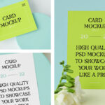 3 Card Mockups with Circle Boxes in Perspective and Front Views