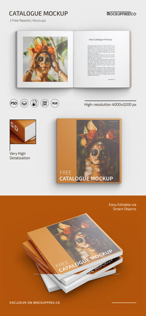 3 Catalogue Mockups Open and Closed in Different Settings mockup preview