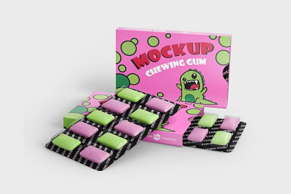 3 Chewing Gum Mockups with Blister Packs in Different Views