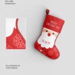 3 Christmas Sock Mockups Hung or Laid Down on Floor mockup preview