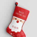 3 Christmas Sock Mockups Hung or Laid Down on Floor mockup preview