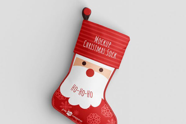 3 Christmas Sock Mockups Hung or Laid Down on Floor