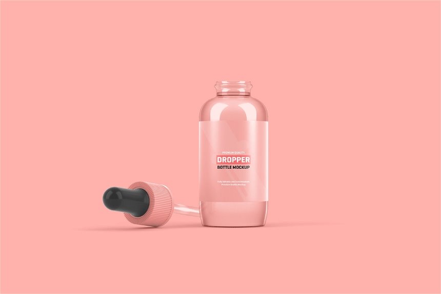 3 Different Shots of Dropper Bottle Mockup