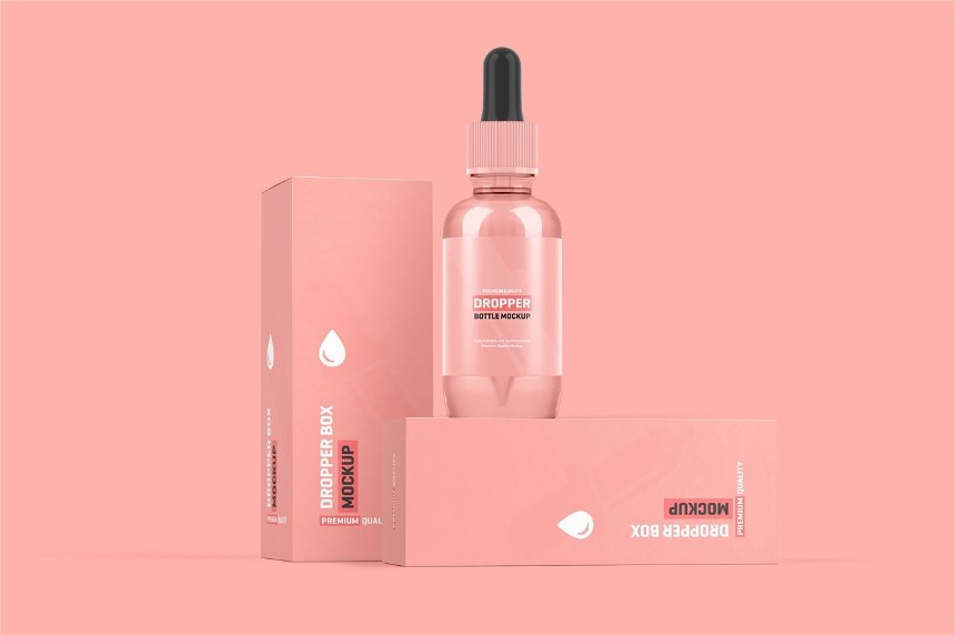3 Different Shots of Dropper Bottle Mockup FREE PSD
