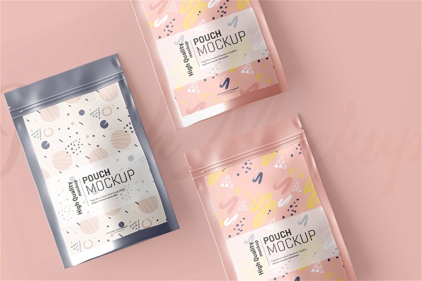 3 Different Shots of Stand Up Pouch Mockup mockup preview