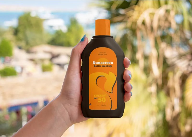 3 Different Shots of Sunscreen Bottle Mockup FREE PSD