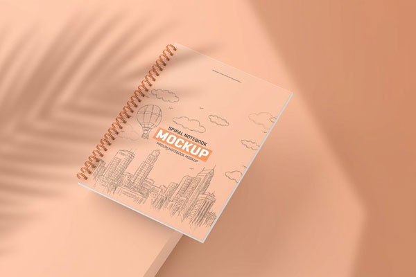 3 Different Showcases of Spiral Notebook Mockup