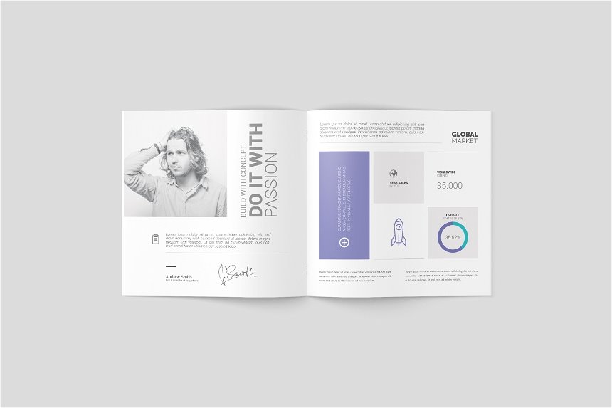 3 Different Visions of Square Brochure Mockup